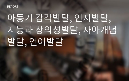 아동기 감각발달, 인지발달, 지능과 창의성발달, 자아개념발달, 언어발달