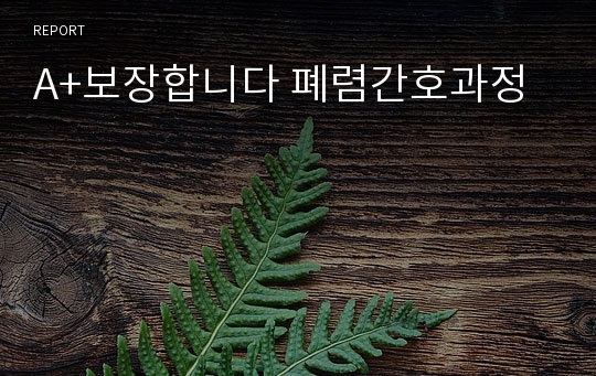 A+보장합니다 폐렴간호과정