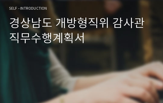 경상남도 개방형직위 감사관 직무수행계획서