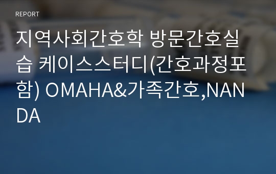 지역사회간호학 방문간호실습 케이스스터디(간호과정포함) OMAHA&amp;가족간호,NANDA