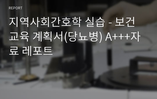 [A++] 지역사회간호학 보건교육 계획서 (당뇨병) 레포트