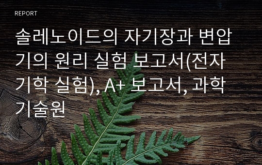 솔레노이드의 자기장과 변압기의 원리 실험 보고서(전자기학 실험), A+ 보고서, 과학기술원