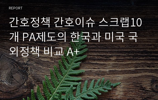 간호정책 간호이슈 스크랩10개 PA제도의 한국과 미국 국외정책 비교 A+