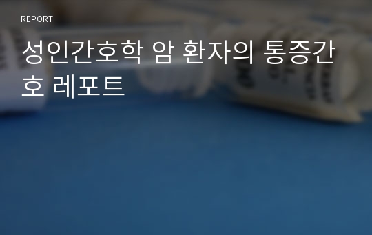 성인간호학 암 환자의 통증간호 레포트