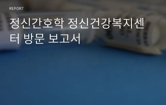 정신간호학 정신건강복지센터 방문 보고서