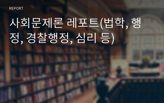 사회문제론 레포트(법학, 행정, 경찰행정, 심리 등)