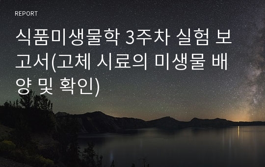 식품미생물학 3주차 실험 보고서(고체 시료의 미생물 배양 및 확인)