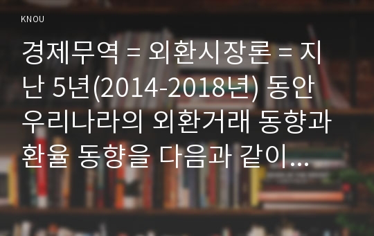 경제무역 = 외환시장론 = 지난 5년(2014-2018년) 동안 우리나라의 외환거래 동향과 환율 동향을 다음과 같이 설명하시오