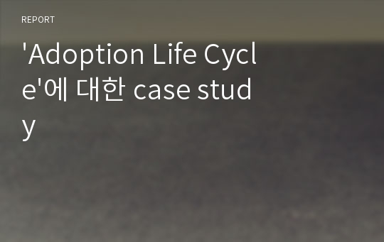 &#039;Adoption Life Cycle&#039;에 대한 case study