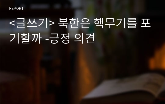 &lt;글쓰기&gt; 북한은 핵무기를 포기할까 -긍정 의견