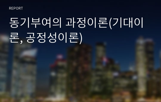 동기부여의 과정이론(기대이론, 공정성이론)