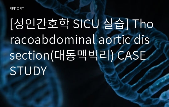 [성인간호학 SICU 실습] Thoracoabdominal aortic dissection(대동맥박리) CASE STUDY