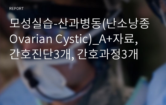 모성실습-산과병동(난소낭종Ovarian Cystic)_A+자료, 간호진단3개, 간호과정3개