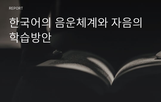 한국어의 음운체계와 자음의 학습방안