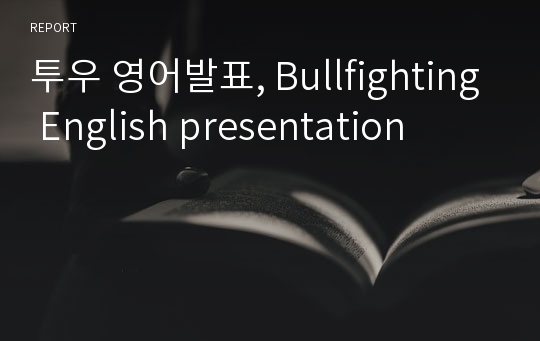 투우 영어발표, Bullfighting English presentation