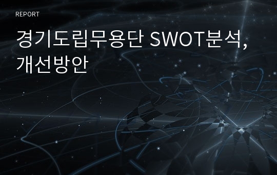 경기도립무용단 SWOT분석, 개선방안