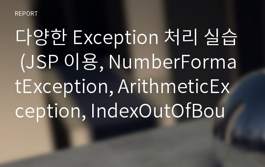 다양한 Exception 처리 실습 (JSP 이용, NumberFormatException, ArithmeticException, IndexOutOfBoundException 등) - 전체 소스코드 포함