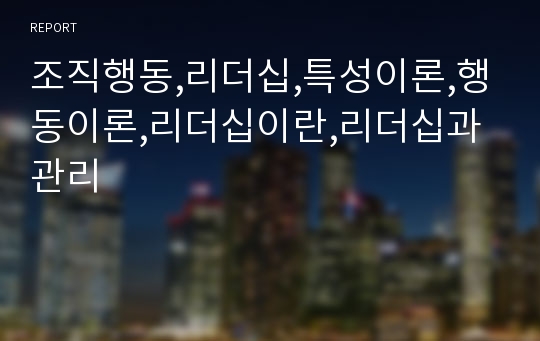 조직행동,리더십,특성이론,행동이론,리더십이란,리더십과 관리