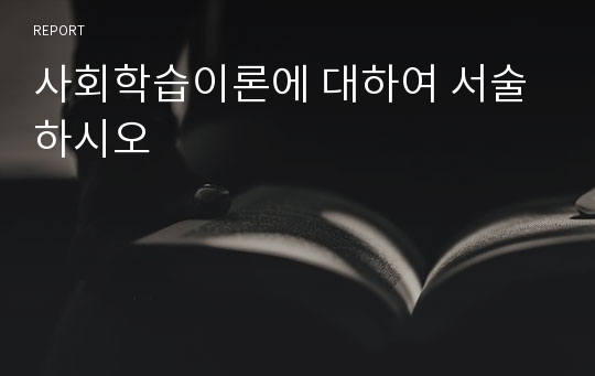 사회학습이론에 대하여 서술하시오