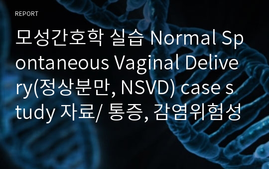 모성간호학 실습 Normal Spontaneous Vaginal Delivery(정상분만, NSVD) case study 자료/ 통증, 감염위험성, 불안, 기립성저혈압