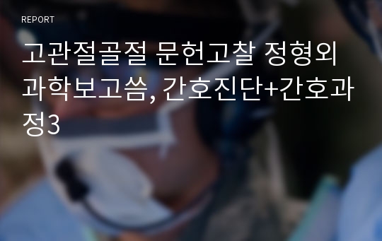 고관절골절 문헌고찰 정형외과학보고씀, 간호진단+간호과정3