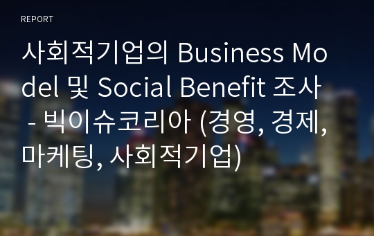 사회적기업의 Business Model 및 Social Benefit 조사 - 빅이슈코리아 (경영, 경제, 마케팅, 사회적기업)