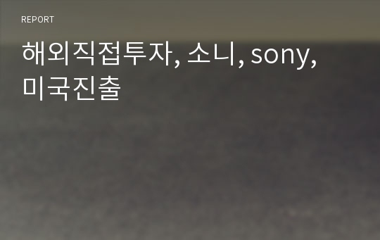 해외직접투자, 소니, sony, 미국진출