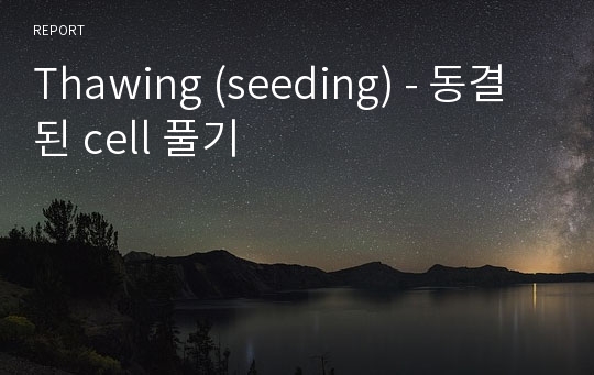 [실험프로토콜] Thawing (seeding) - 동결된 cell 풀기