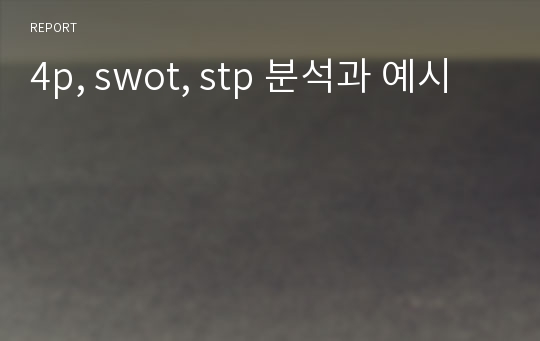 4p, swot, stp 분석과 예시