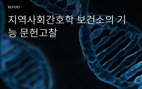 지역사회간호학 보건소의 기능 문헌고찰