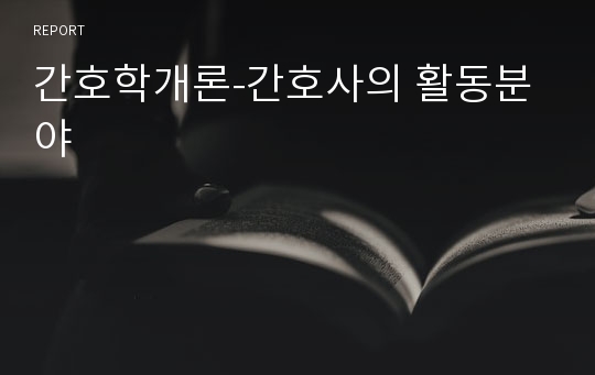 간호학개론-간호사의 활동분야