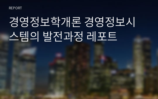 경영정보학개론 경영정보시스템의 발전과정 레포트