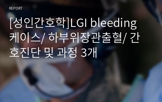 [성인간호학]LGI bleeding케이스/ 하부위장관출혈/ 간호진단 및 과정 3개