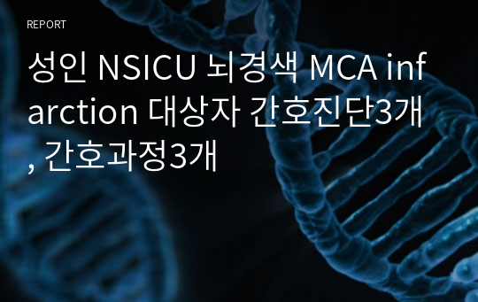 성인 NSICU 뇌경색 MCA infarction 대상자 간호진단3개, 간호과정3개