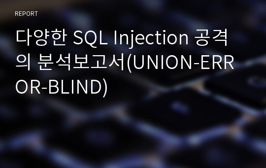 다양한 SQL Injection 공격의 분석보고서(UNION-ERROR-BLIND)