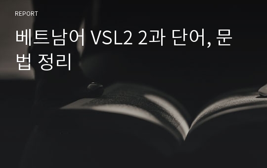 베트남어 VSL2 2과 단어, 문법 정리