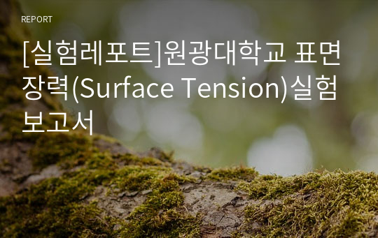 [실험레포트]원광대학교 표면장력(Surface Tension)실험보고서