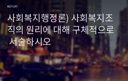 사회복지행정론) 사회복지조직의 원리에 대해 구체적으로 서술하시오