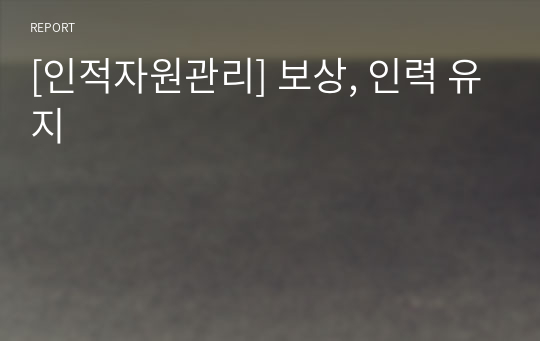 [인적자원관리] 보상, 인력 유지