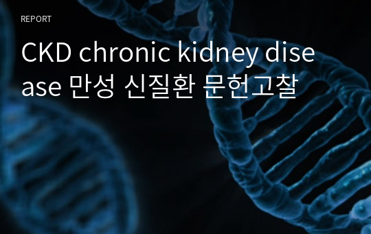 CKD chronic kidney disease 만성 신질환 문헌고찰