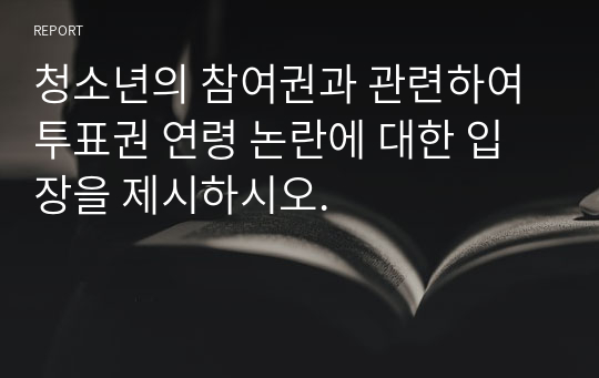 청소년의 참여권과 관련하여 투표권 연령 논란에 대한 입장을 제시하시오.