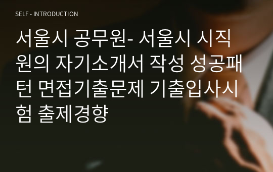 서울시 공무원- 서울시 시직원의 자기소개서 작성 성공패턴 면접기출문제 기출입사시험 출제경향