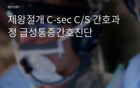 제왕절개 C-sec C/S 간호과정 급성통증간호진단
