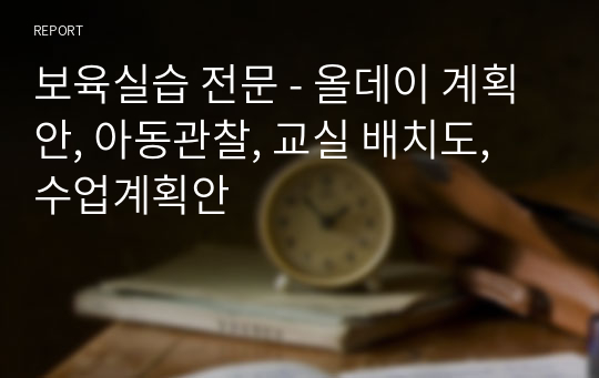 보육실습 전문 - 올데이 계획안, 아동관찰, 교실 배치도, 수업계획안