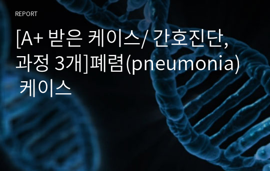 [A+ 받은 케이스/ 간호진단, 과정 3개]폐렴(pneumonia) 케이스