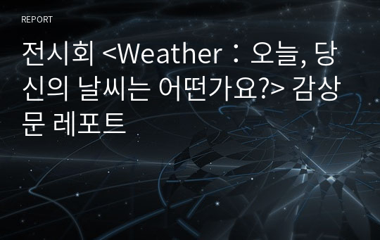 전시회 &lt;Weather：오늘, 당신의 날씨는 어떤가요?&gt; 감상문 레포트