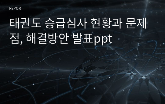 태권도 승급심사 현황과 문제점, 해결방안 발표ppt