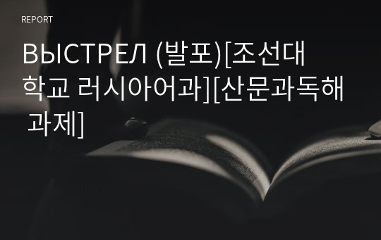 ВЫСТРЕЛ (발포)[조선대학교 러시아어과][산문과독해 과제]