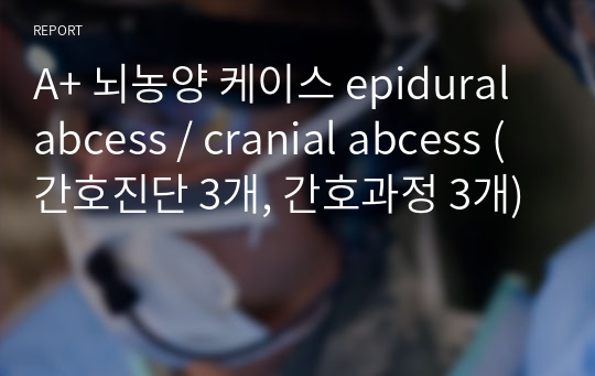 A+ 뇌농양 케이스 epidural abcess / cranial abcess (간호진단 3개, 간호과정 3개)