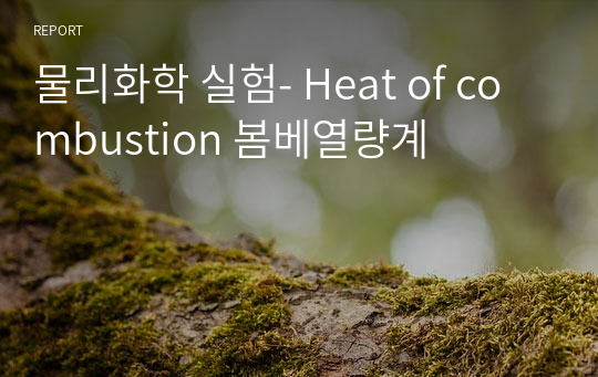 물리화학 실험- Heat of combustion 봄베열량계